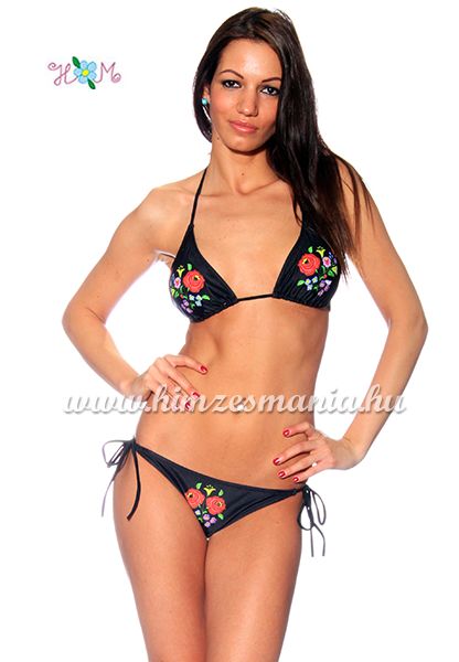 Kalocsai mintás bikini - kivehető szivacsos - fekete Kalocsai mintás bikini - kivehető szivacsos - fekete