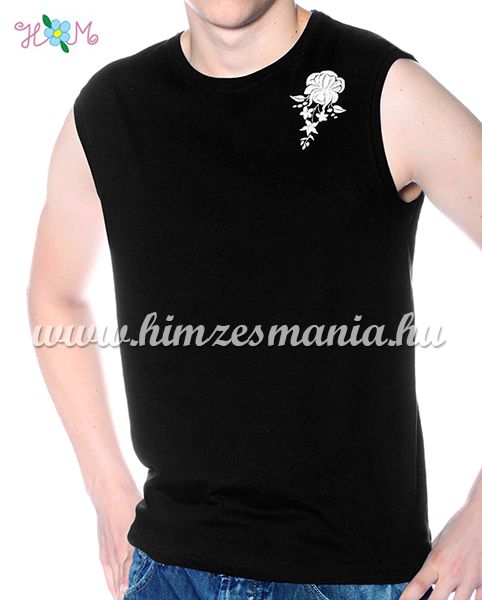 Kalocsai hímzett ujjatlan férfi póló - fekete - Hímzésmánia (M,L,XL) Kalocsai hímzett ujjatlan férfi póló - fekete - Hímzésmánia (M,L,XL)