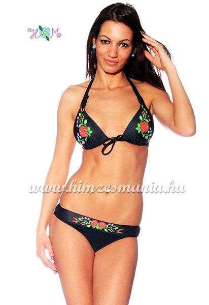 Kalocsai mintás bikini - push up - fekete Kalocsai mintás bikini - push up - fekete