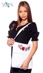 Bag - hungarian handmade - with Kalocsa embroidered - 2 - white