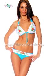 Kalocsai mintás bikini - push up - kék