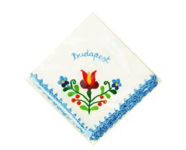 Handkerchief - hungarian folk embroidery - Matyo style - blue