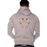 Hímzésmánia - kalocsai elején-hátulján hímzett kapucnis pulóver - szürke - unisex