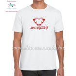 HUNGARY feliratos hímzett férfi póló matyó szív mintával - fehér