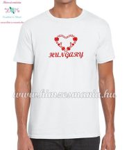   HUNGARY feliratos hímzett férfi póló matyó szív mintával - fehér