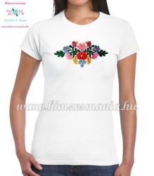 Women's t-shirt - short sleeve - hungarian folk embroidery - handmade - Matyo style - white