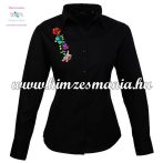   Woman long sleeve shirt - hungarian machine embroidery - Kalocsa style - black
