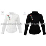 Kalocsai női ing - hosszú ujjú - gépi hímzés - fekete