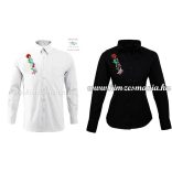 Kalocsai női ing - hosszú ujjú - gépi hímzés - fekete