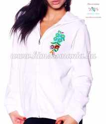 Women' sweatshirt - hand embroidery - hungarian folk motif - white