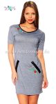 Embroidery Mania - T-shirt dress hungarian folk machine embroidered - gray