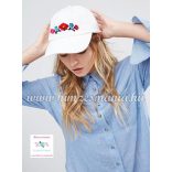 Kalocsai mintás baseball sapka - kézi hímzés - unisex - fehér