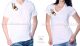 V-neck, short-sleeved T-shirt man - machine embroidery - Kalocsa folk motif - white