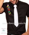 Fekete rövid ujjú férfi ing kalocsai hímzéssel - Hímzésmánia 