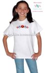   White T-shirt girls - hungarian machine embroidery -  Kalocsa motif