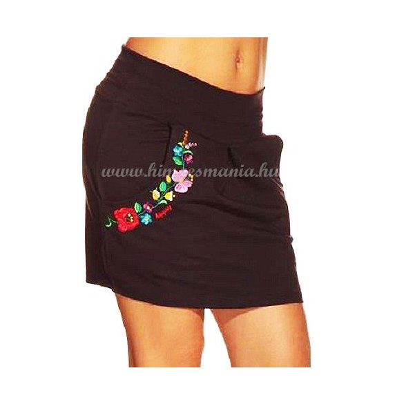 Skirt - hungarian folk - machnine embroidery - Kalocsa style - black