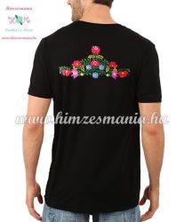Men's Short Sleeve T-Shirts - hungarian folk embroidery - handmade - Matyo pattern - black
