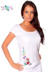   Embroidery Mania - T-shirt  hungarian folk hand-embroidered - white