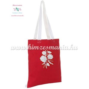 Cotton shopping bag - hungarian folk embroidery - handmaded - red