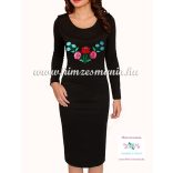 Women dress - folk hand embroidery - Kalocsa style - black