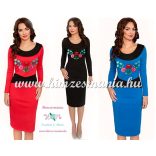 Women dress - folk hand embroidery - Kalocsa style - black