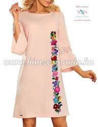 Women's dress - folk embroidery - handmade - Kalocsa motif - pink
