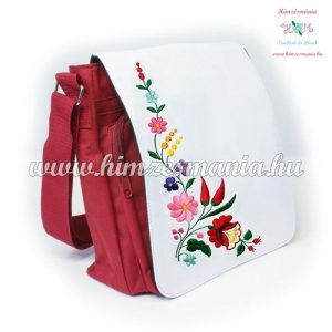 Bag - hungarian folk embroidery - Kalocsa pattern - red - 27x27x8 cm