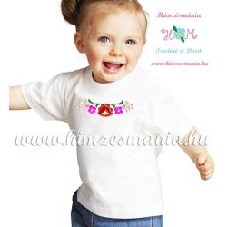   White T-shirt girls - hungarian machine embroidery -  Kalocsa style