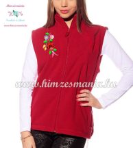   Fleece vest - folk embroidery from Hungary - Kalocsa motif - red