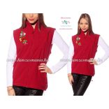 Fleece vest - folk embroidery from Hungary - Kalocsa motif - red