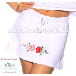   Skirt-short - hungarian folk embroidery - Kalocsa style - white - Embroidery Mania