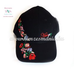 Baseball cap - Hungarian embroidery - Kalocsa style - black