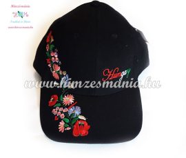Baseball cap - Hungarian embroidery - Kalocsa style - black