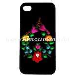 Phone case - hungarian folk drop-shaped pattern - Kalocsa style - iPhone - Samsung - black