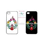 Phone case - hungarian folk drop-shaped pattern - Kalocsa style - iPhone - Samsung - black