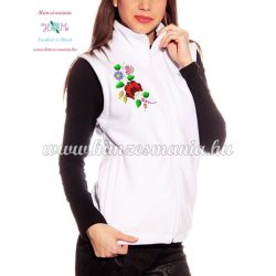   Fleece vest - folk embroidery from Hungary - Kalocsa motif - white