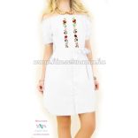 Kalocsai mintás ingruha - rövid ujjú - fehér - gépi hímzés