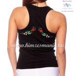 Tank top - machine embroidery - hungarian folk design- Kalocsa style - black - Embroidery Mania