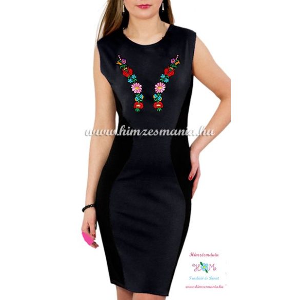 Sleeveless women dresses - hungarian folk hand embroidery - Kalocsa style - black