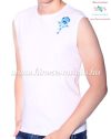 MEN SLEEVLESS T-SHIRT - hungarian folk machine-embroidery - Kalocsa rosa - white MEN SLEEVLESS T-SHIRT - hungarian folk machine-embroidery - Kalocsa rosa - white