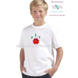 T-shirt for boys - hungarian folk machine embroidery - Matyo style - white