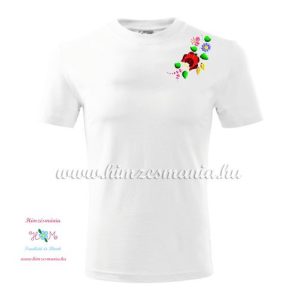 Men's Short Sleeve T-Shirts - hungarian folk embroidery - Kalocsa motif - white
