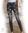 Women's jeans - folk embroidery - Matyo style - denim black Women's jeans - folk embroidery - Matyo style - denim black