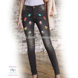   Women's jeans - folk embroidery - Matyo style - denim black