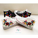 KALOCSAI MINTÁS TORNACIPŐ - KÉZI HÍMZÉS - FEKETE