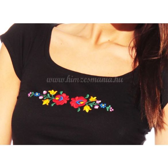 Embroidery Mania - T-shirt Matyo folk hand-embroidered - black