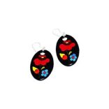 Earring - hungarian folk pattern - Kalocsa style - black