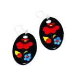 Earring - hungarian folk pattern - Kalocsa style - black