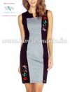 Elegáns kalocsai mintás ruha - gépi hímzés - szürke Elegáns kalocsai mintás ruha - gépi hímzés - szürke
