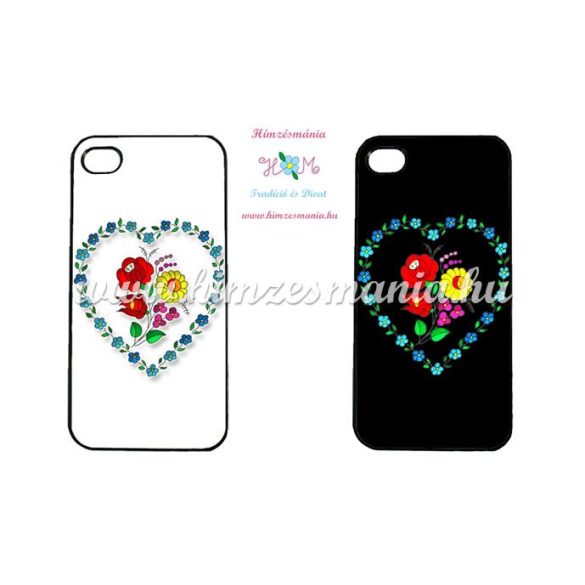 Phone case - hungarian folk heart-shaped pattern - Kalocsa style - iPhone - Samsung - white
